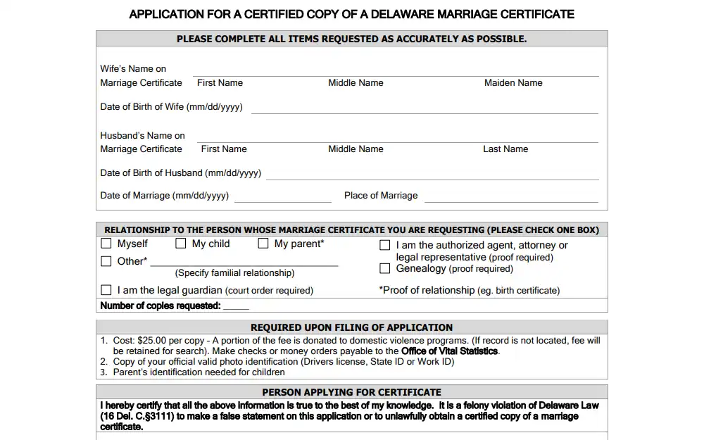Screenshot of an application form showing the sections for parties' information, requestor information, and a few guidelines.